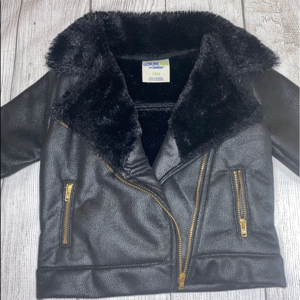 Faux Leather Jacket with Fur